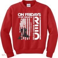 On Friday We Wear Red Veteran Red Friday US Flag Kids Sweatshirt thumb 0