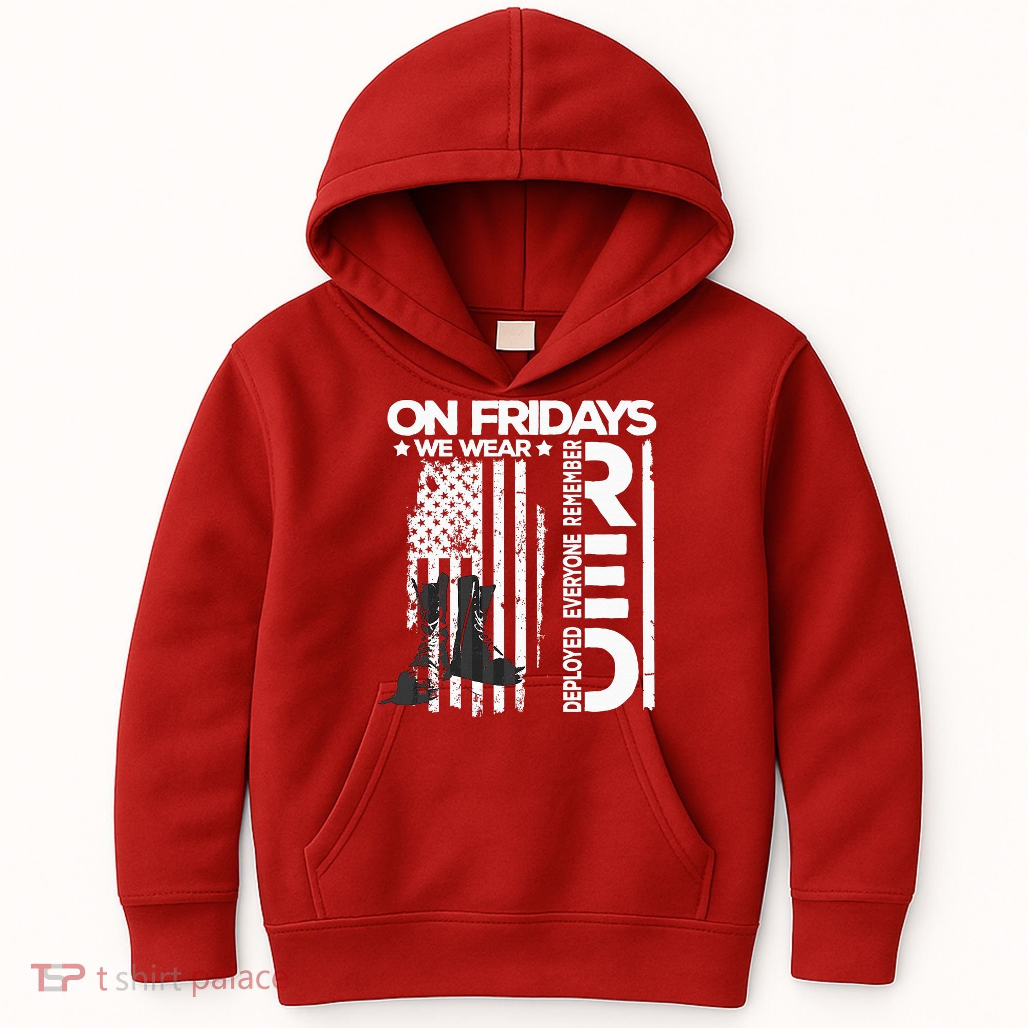 On Friday We Wear Red Veteran Red Friday US Flag Kids Hoodie
