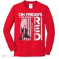 On Friday We Wear Red Veteran Red Friday US Flag Kids Long Sleeve Shirt thumb 0