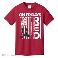 On Friday We Wear Red Veteran Red Friday US Flag Kids T-Shirt thumb 0