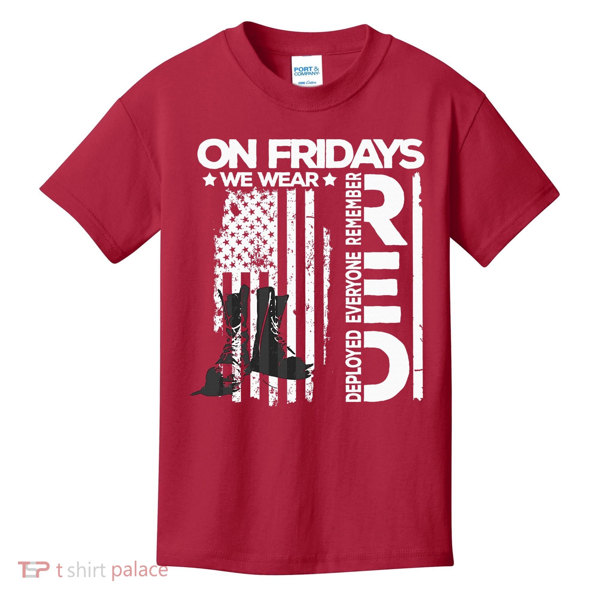 On Friday We Wear Red Veteran Red Friday US Flag Kids T-Shirt