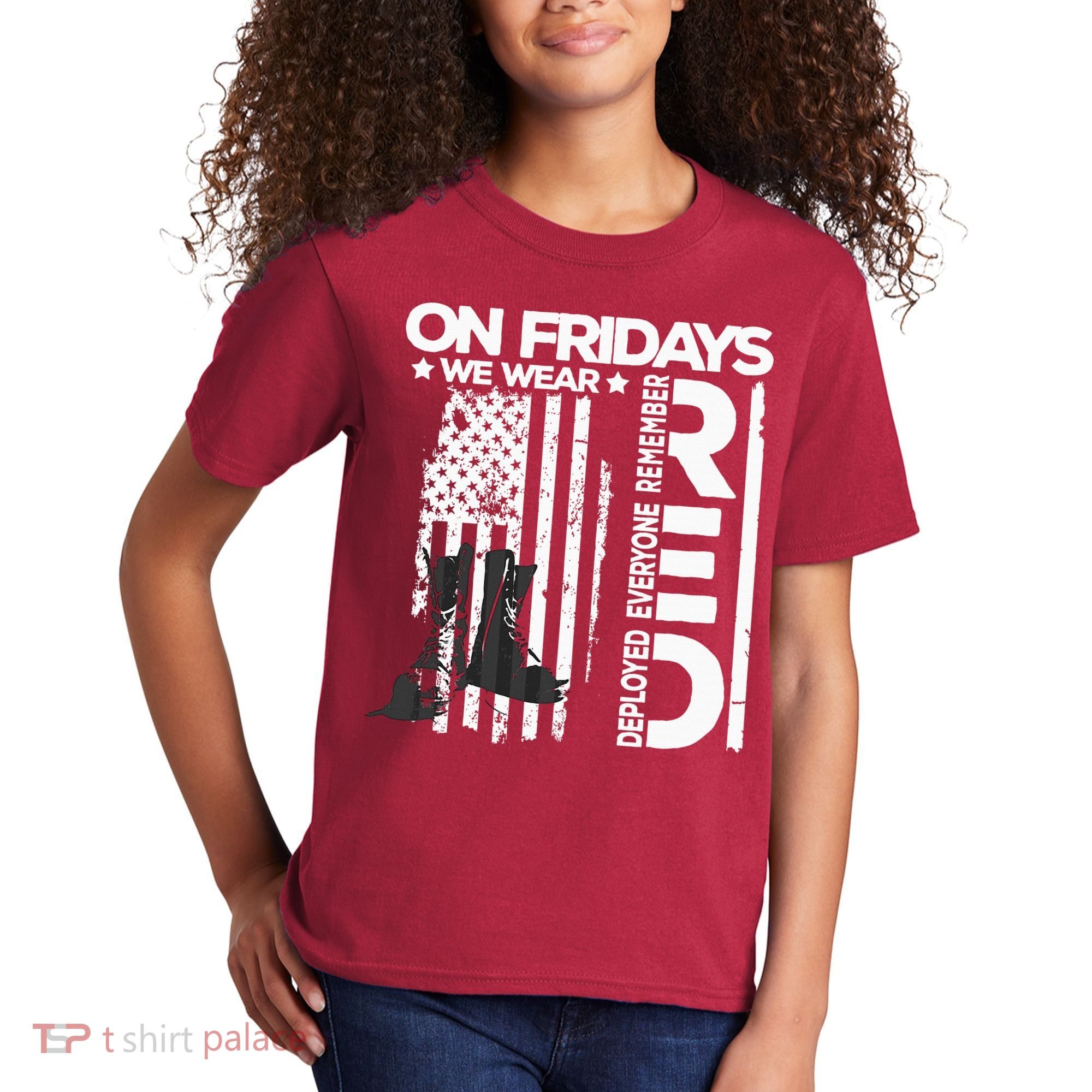 On Friday We Wear Red Veteran Red Friday US Flag Kids T-Shirt