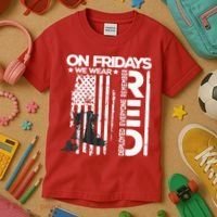 On Friday We Wear Red Veteran Red Friday US Flag Kids T-Shirt thumb 3