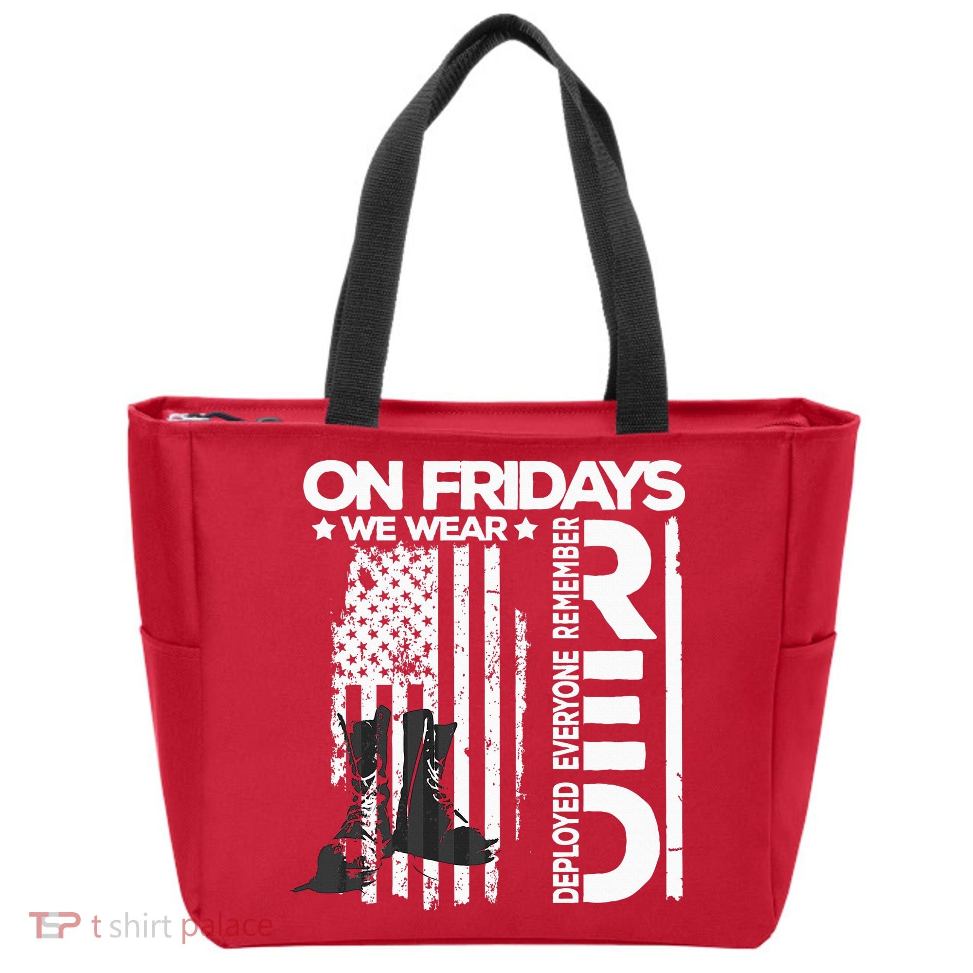 On Friday We Wear Red Veteran Red Friday US Flag Tote Bag