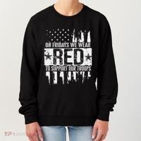 On Fridays We Wear Red To Support Our Troops Red Friday Women's Sweatshirt thumb 0