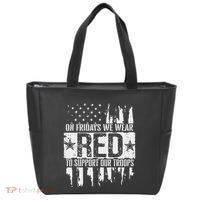 On Fridays We Wear Red To Support Our Troops Red Friday Tote Bag thumb 0