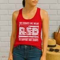 On Fridays We Wear Red To Support Our Troops Red Friday Women's Tank Top thumb 2