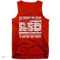 On Fridays We Wear Red To Support Our Troops Red Friday Tank Top thumb 0