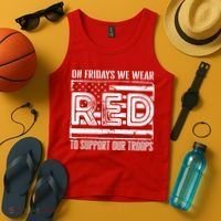On Fridays We Wear Red To Support Our Troops Red Friday Tank Top thumb 4