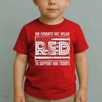 On Fridays We Wear Red To Support Our Troops Red Friday Toddler T-Shirt thumb 2