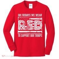 On Fridays We Wear Red To Support Our Troops Red Friday Kids Long Sleeve Shirt thumb 0