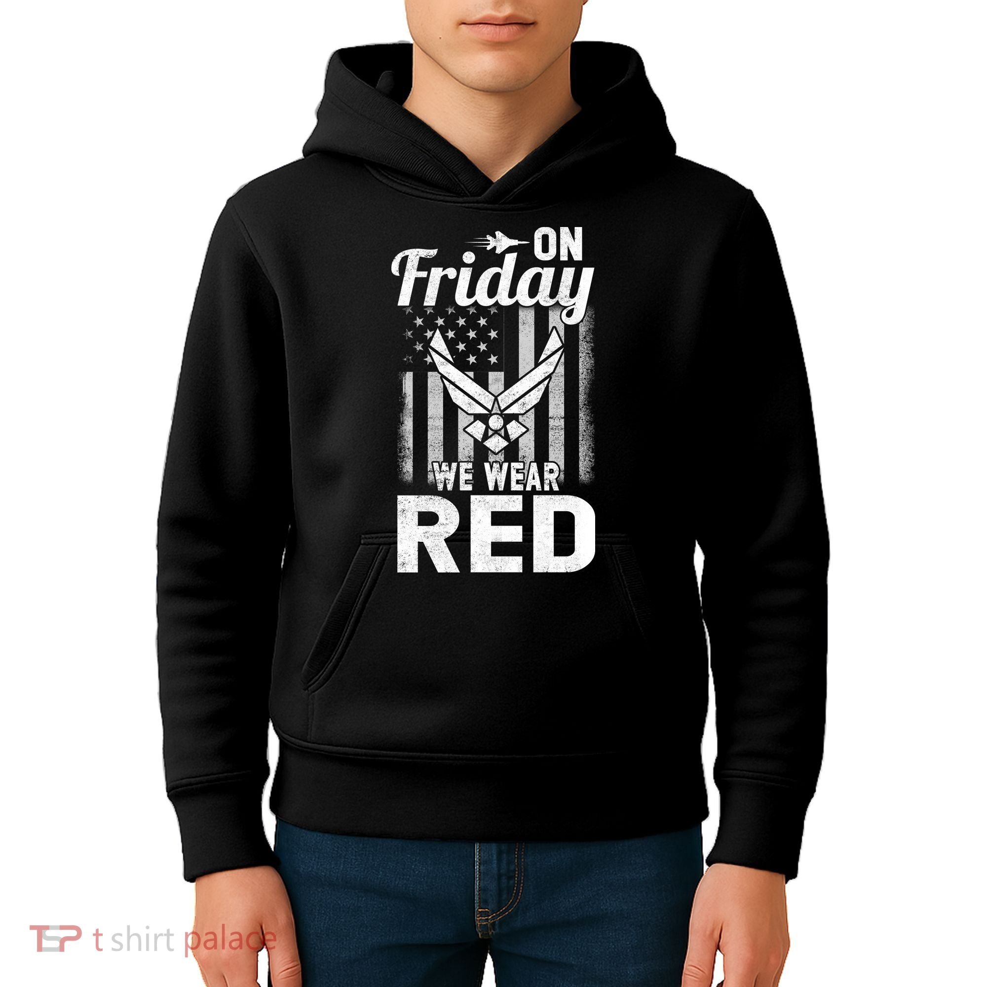 ON FRIDAY WE WEAR RED AIR FORCE AMERICAN FLAG Kids Hoodie