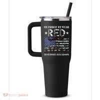 On Fridays We Wear Red Red Friday 40oz Vacuum Insulated Stainless Steel Travel Tumbler thumb 2