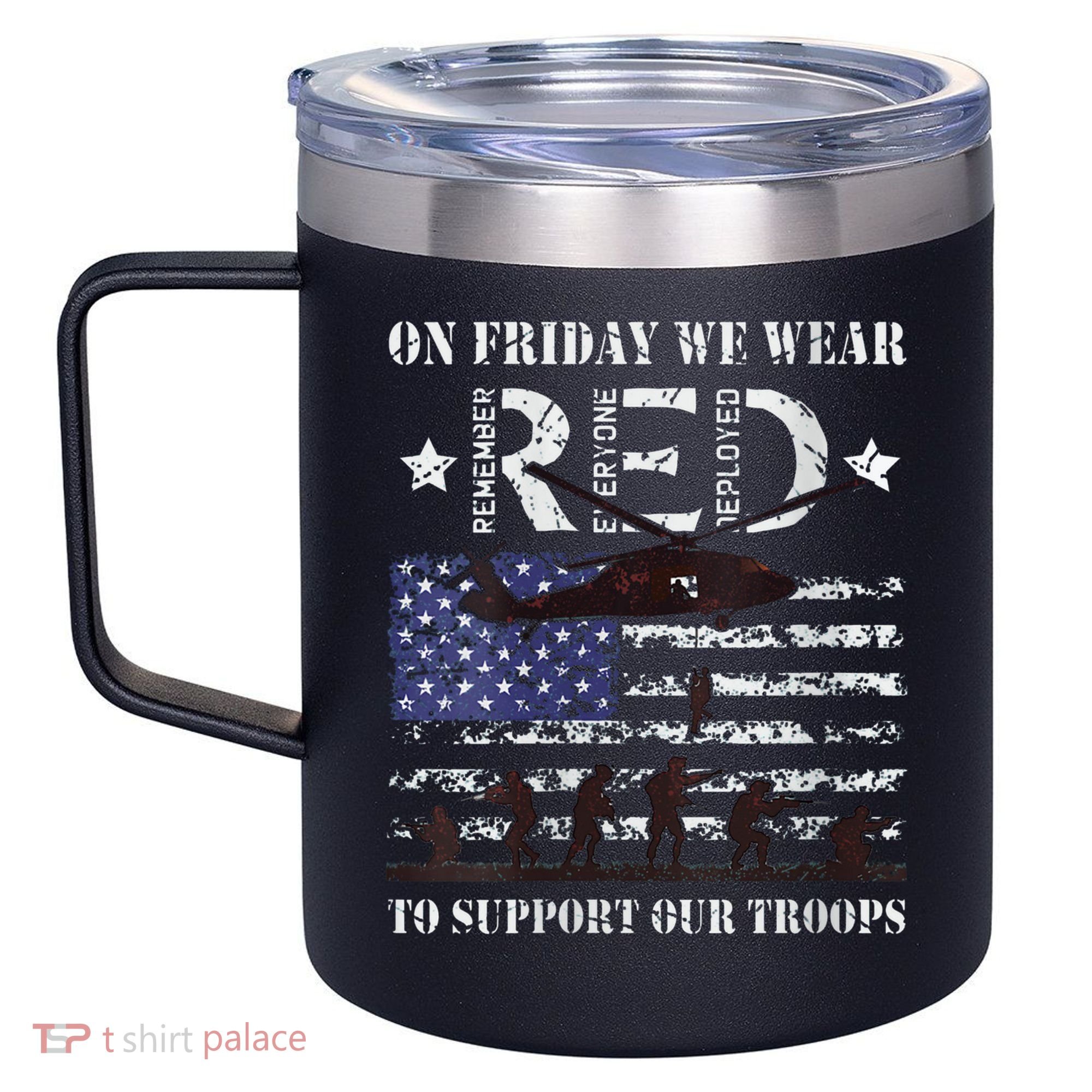 On Fridays We Wear Red Red Friday 12oz Stainless Steel Coffee Mug