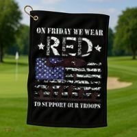 On Fridays We Wear Red Red Friday Golf Towel thumb 1