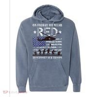 On Fridays We Wear Red Red Friday Comfort Colors Garment-Dyed Hooded Sweatshirt thumb 0