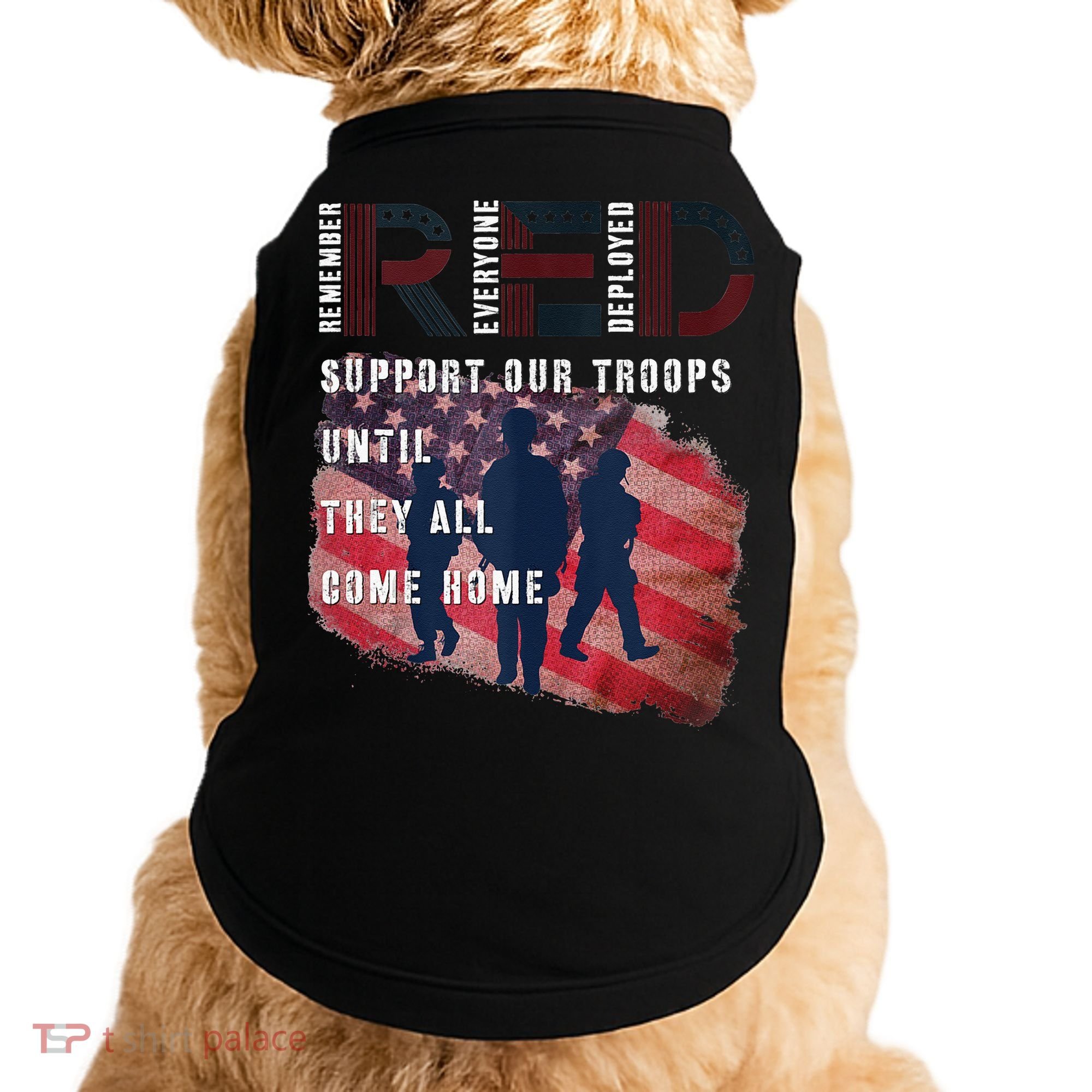 On Friday We Wear Red Friday Military Support Troops US Flag Doggie Tank