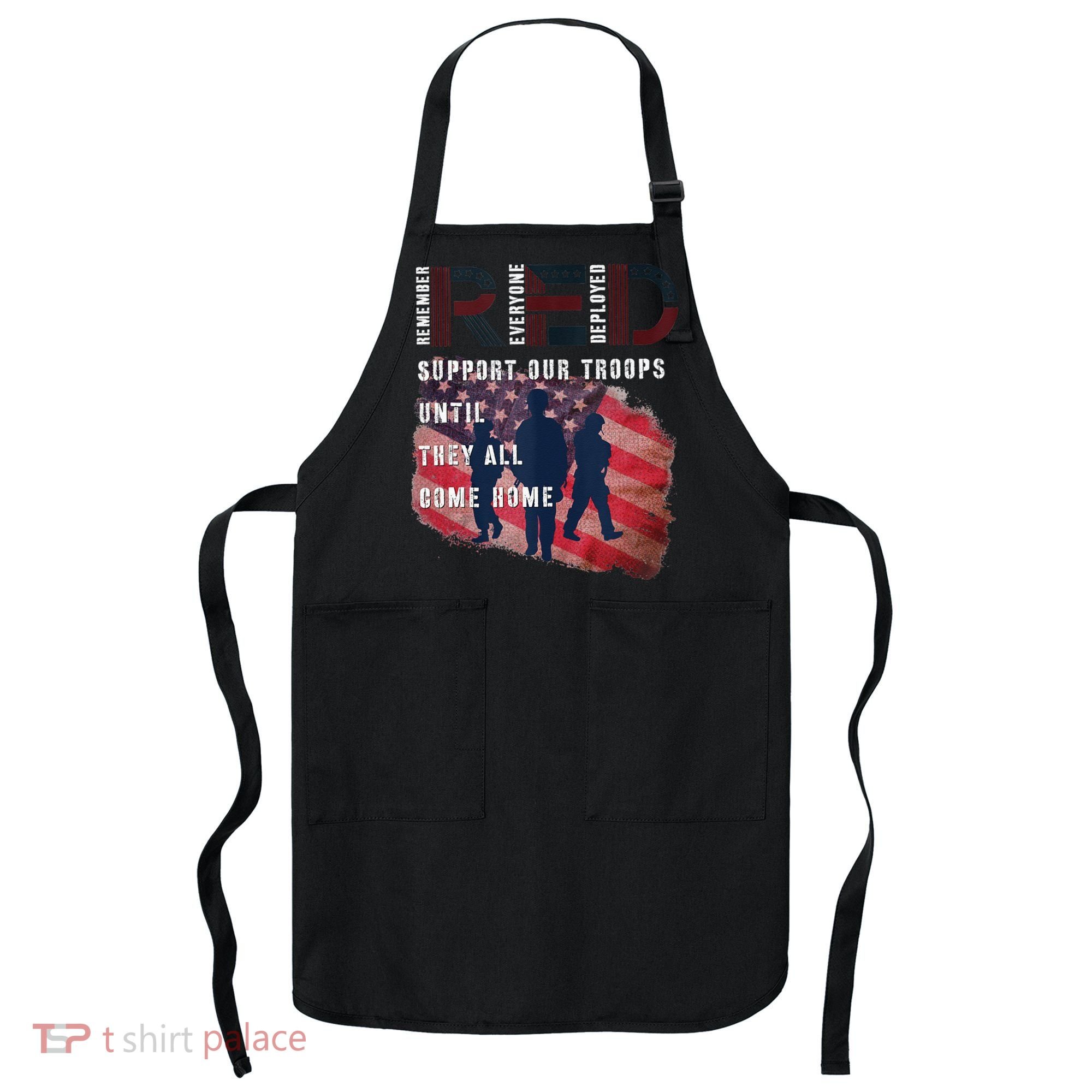 On Friday We Wear Red Friday Military Support Troops US Flag Apron