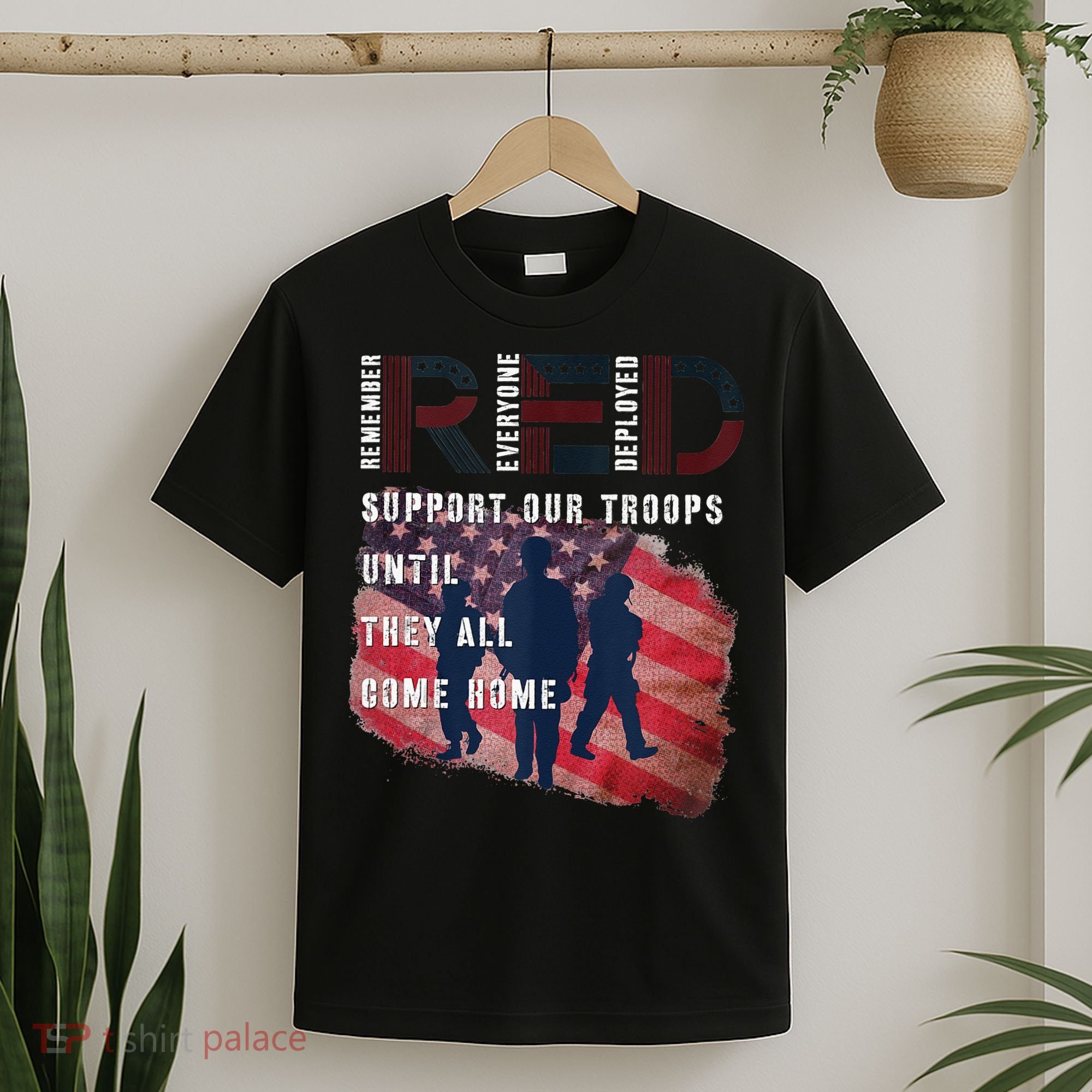 On Friday We Wear Red Friday Military Support Troops US Flag T-Shirt