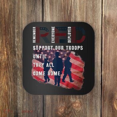 On Friday We Wear Red Friday Military Support Troops US Flag Coaster