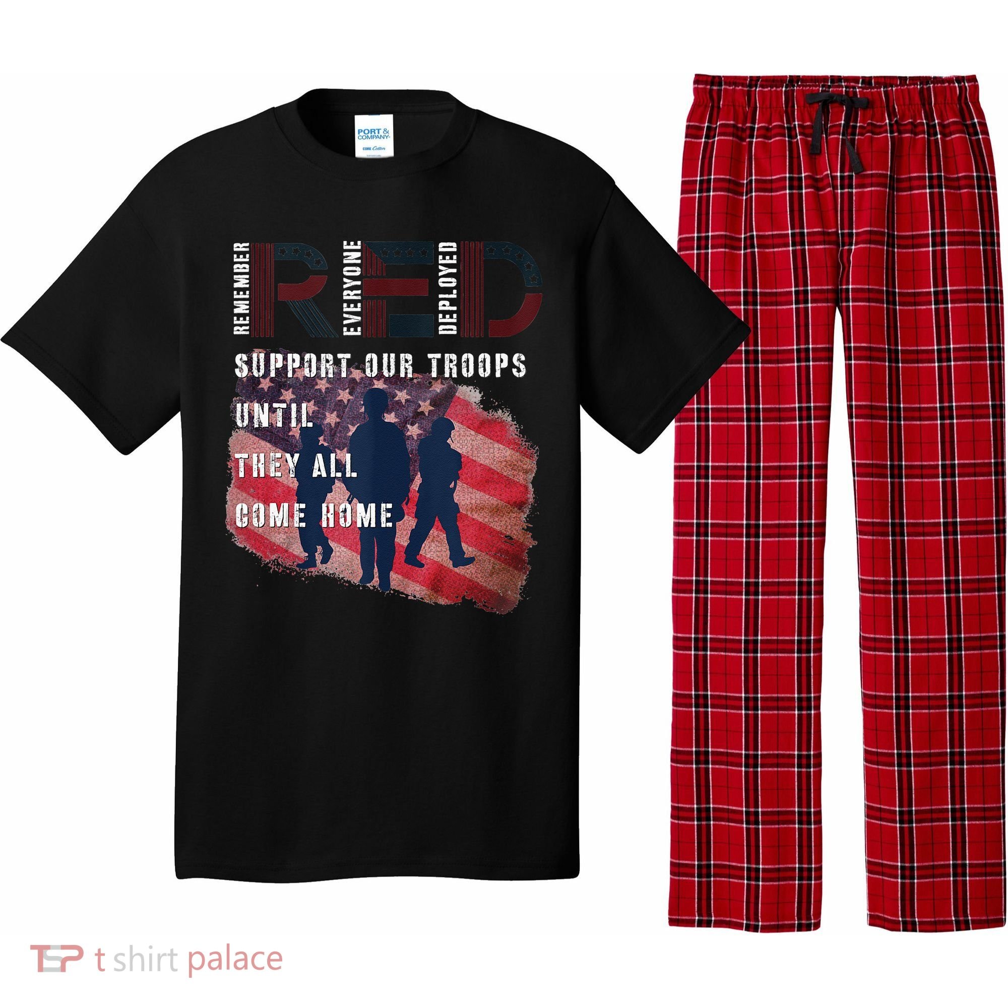 On Friday We Wear Red Friday Military Support Troops US Flag Pajama Set