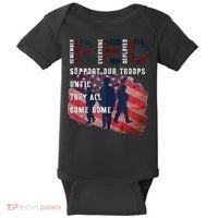On Friday We Wear Red Friday Military Support Troops US Flag Baby Bodysuit thumb 0