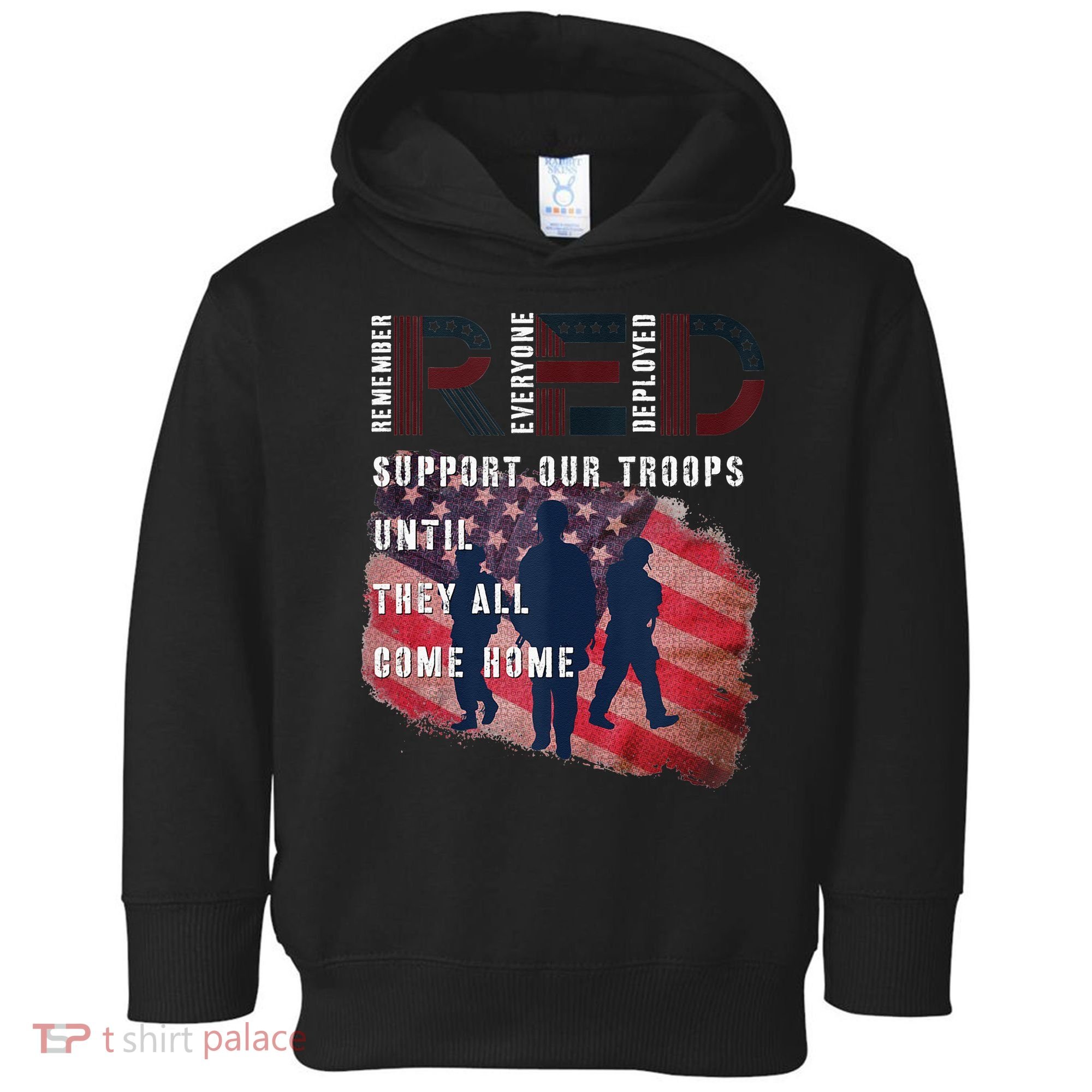 On Friday We Wear Red Friday Military Support Troops US Flag Toddler Hoodie