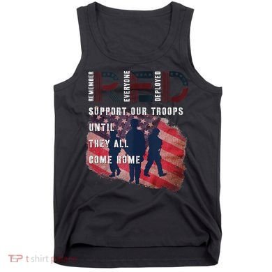 On Friday We Wear Red Friday Military Support Troops US Flag Tank Top