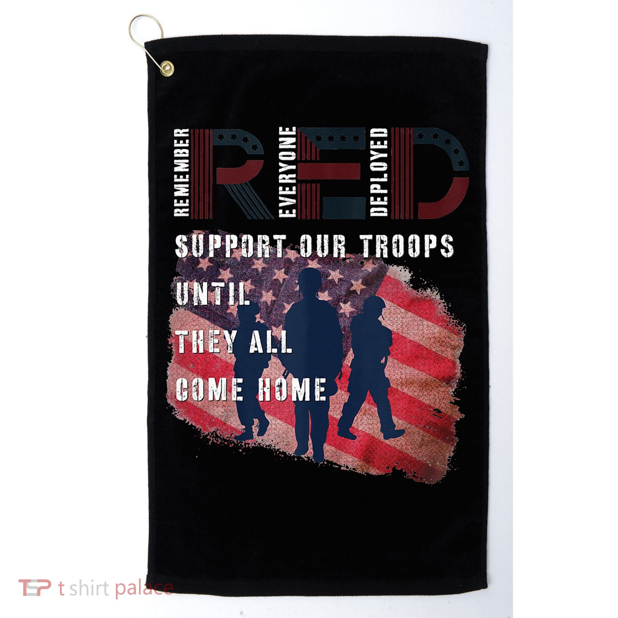 On Friday We Wear Red Friday Military Support Troops US Flag Golf Towel