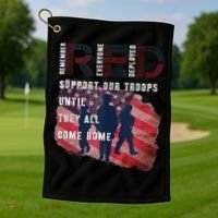 On Friday We Wear Red Friday Military Support Troops US Flag Golf Towel thumb 1