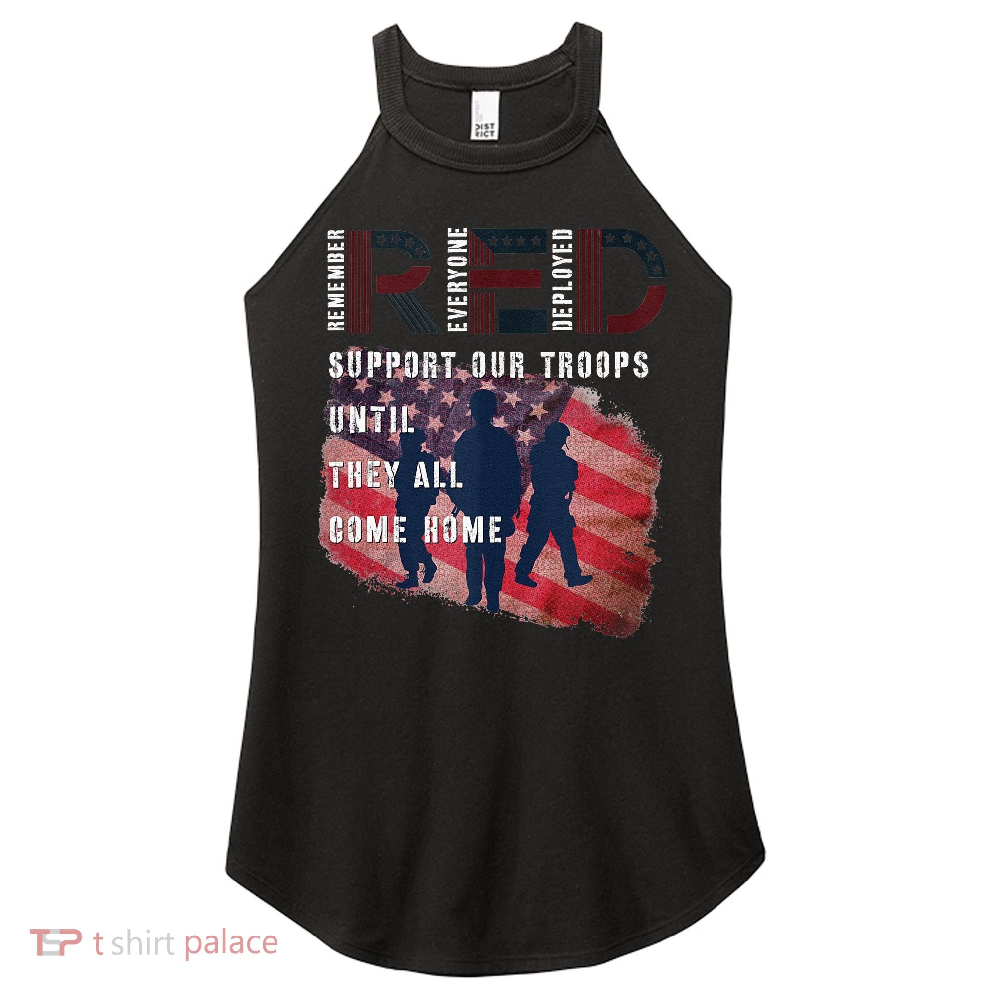 On Friday We Wear Red Friday Military Support Troops US Flag Women's Perfect Tri Rocker Tank
