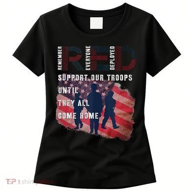 On Friday We Wear Red Friday Military Support Troops US Flag Women's T-Shirt