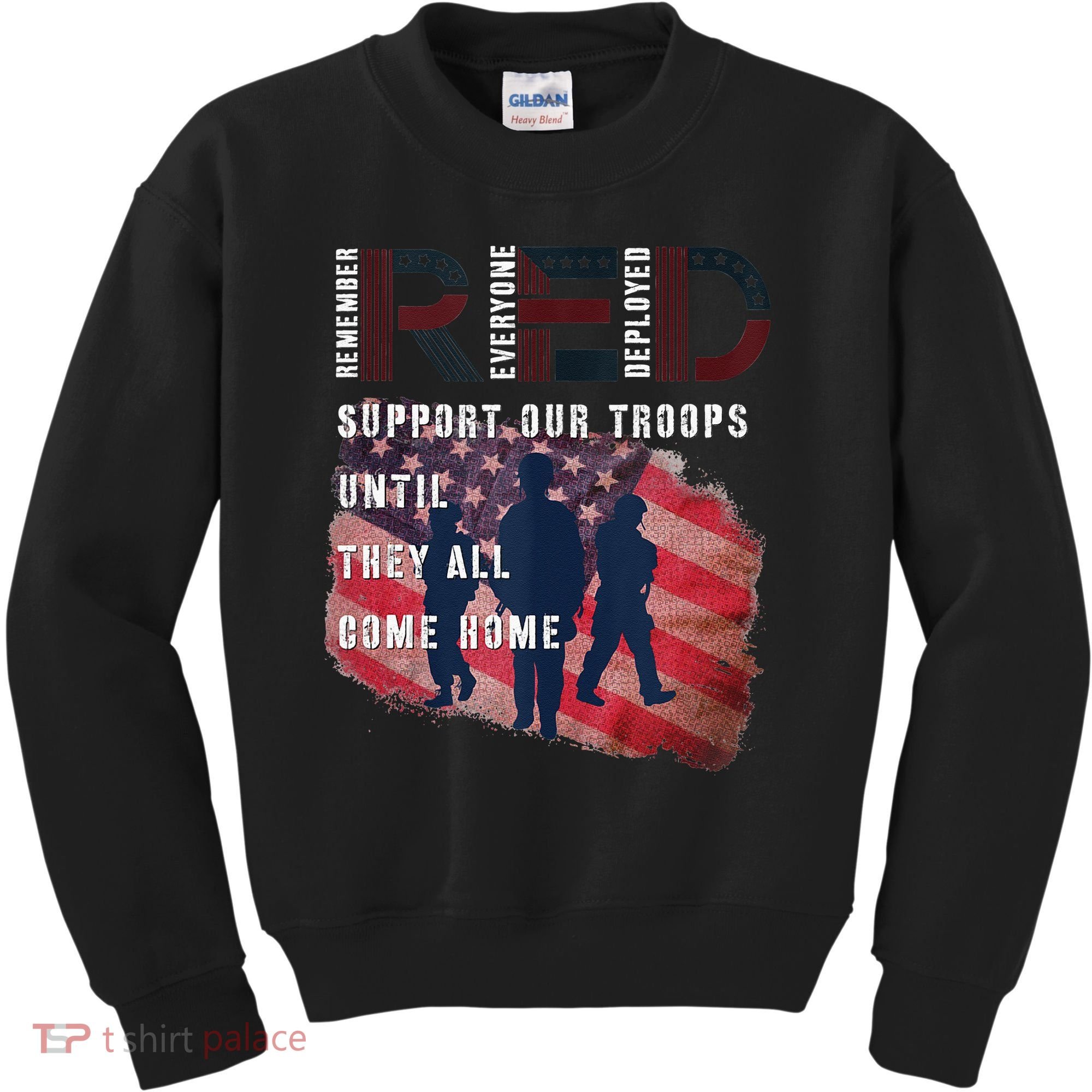 On Friday We Wear Red Friday Military Support Troops US Flag Kids Sweatshirt