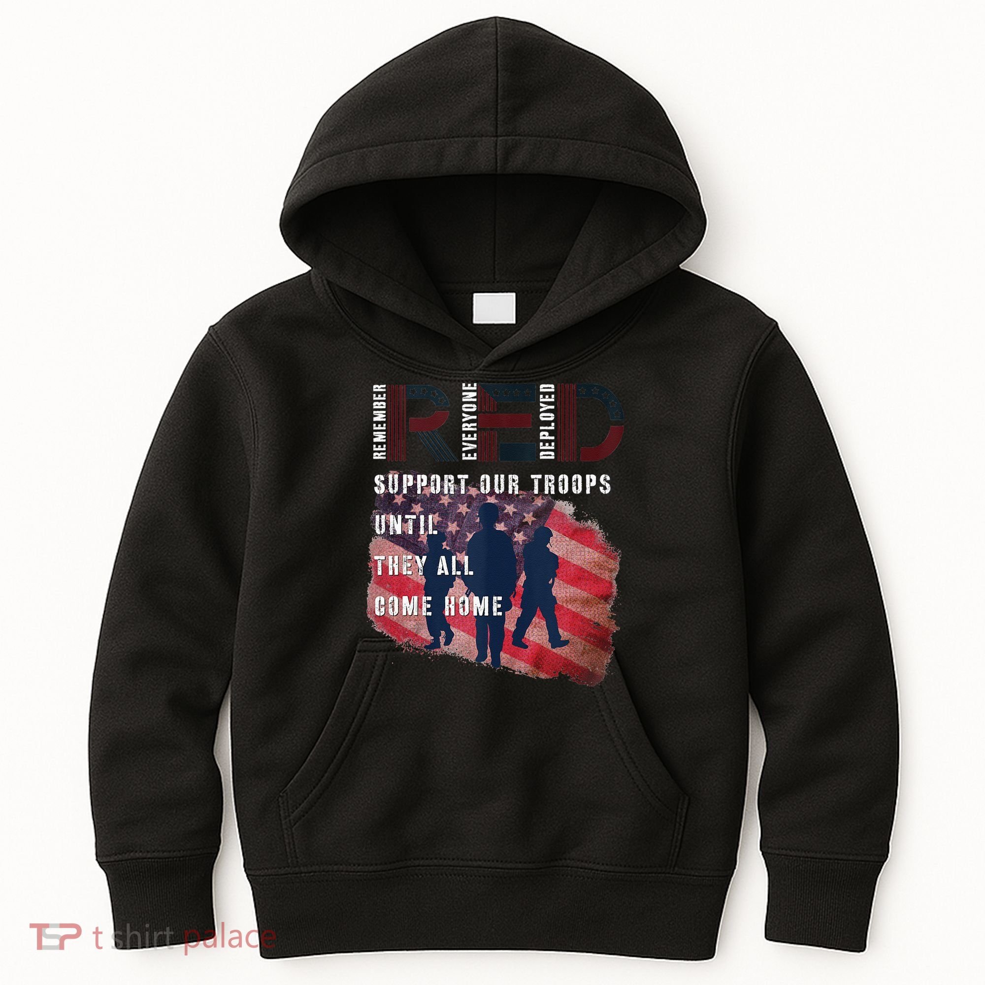 On Friday We Wear Red Friday Military Support Troops US Flag Kids Hoodie