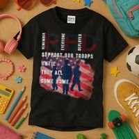 On Friday We Wear Red Friday Military Support Troops US Flag Kids T-Shirt thumb 3