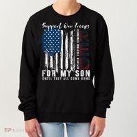On Friday We Wear Red For My Son Military Support Us Flag Women's Sweatshirt thumb 0