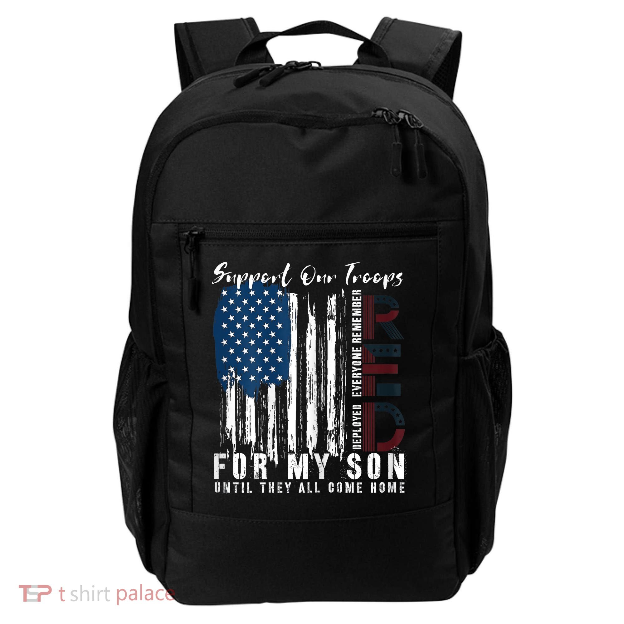 On Friday We Wear Red For My Son Military Support Us Flag Backpack