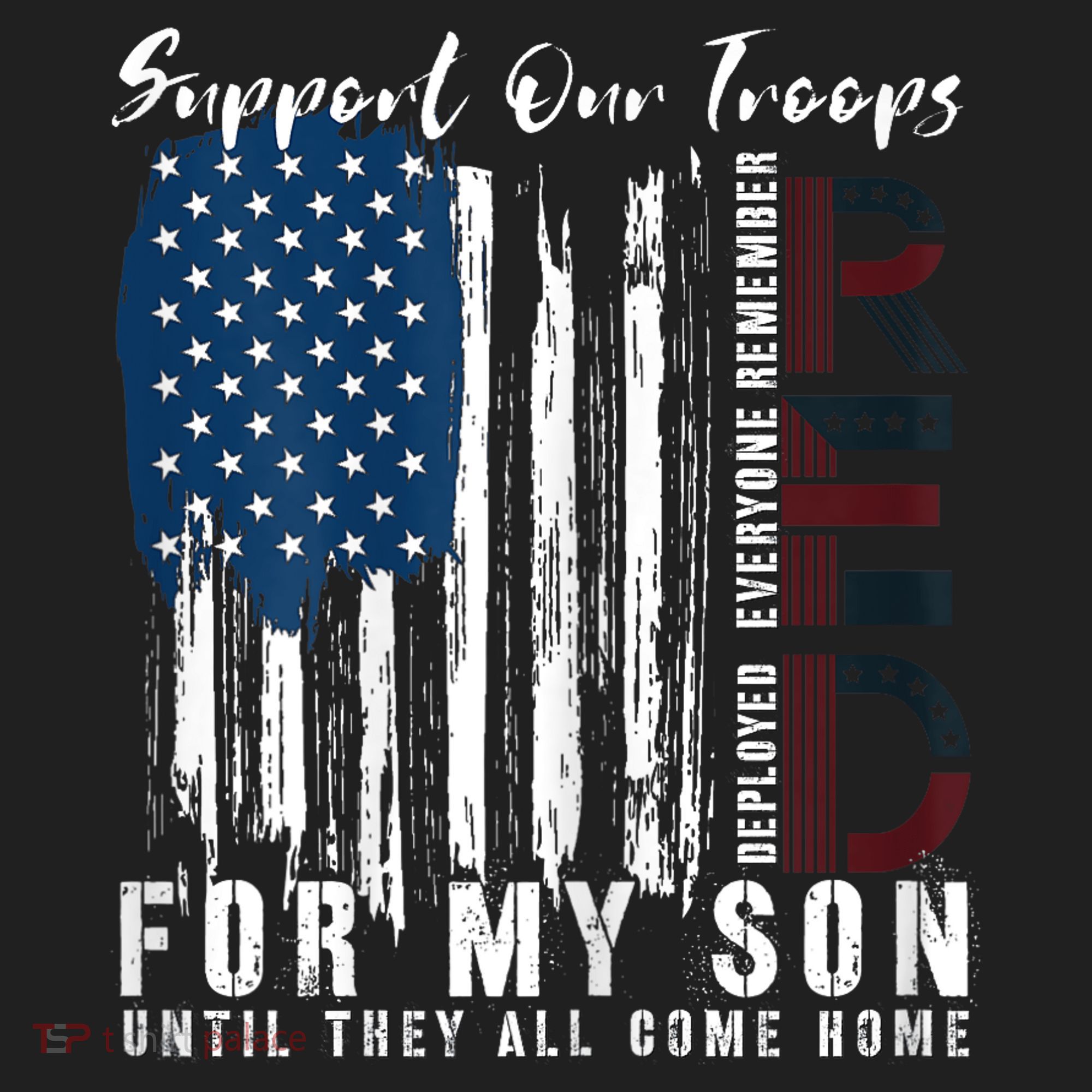 On Friday We Wear Red For My Son Military Support Us Flag Beanie