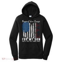 On Friday We Wear Red For My Son Military Support Us Flag Women's Hoodie thumb 0