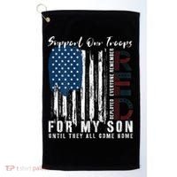 On Friday We Wear Red For My Son Military Support Us Flag Golf Towel thumb 0