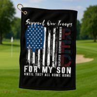 On Friday We Wear Red For My Son Military Support Us Flag Golf Towel thumb 1