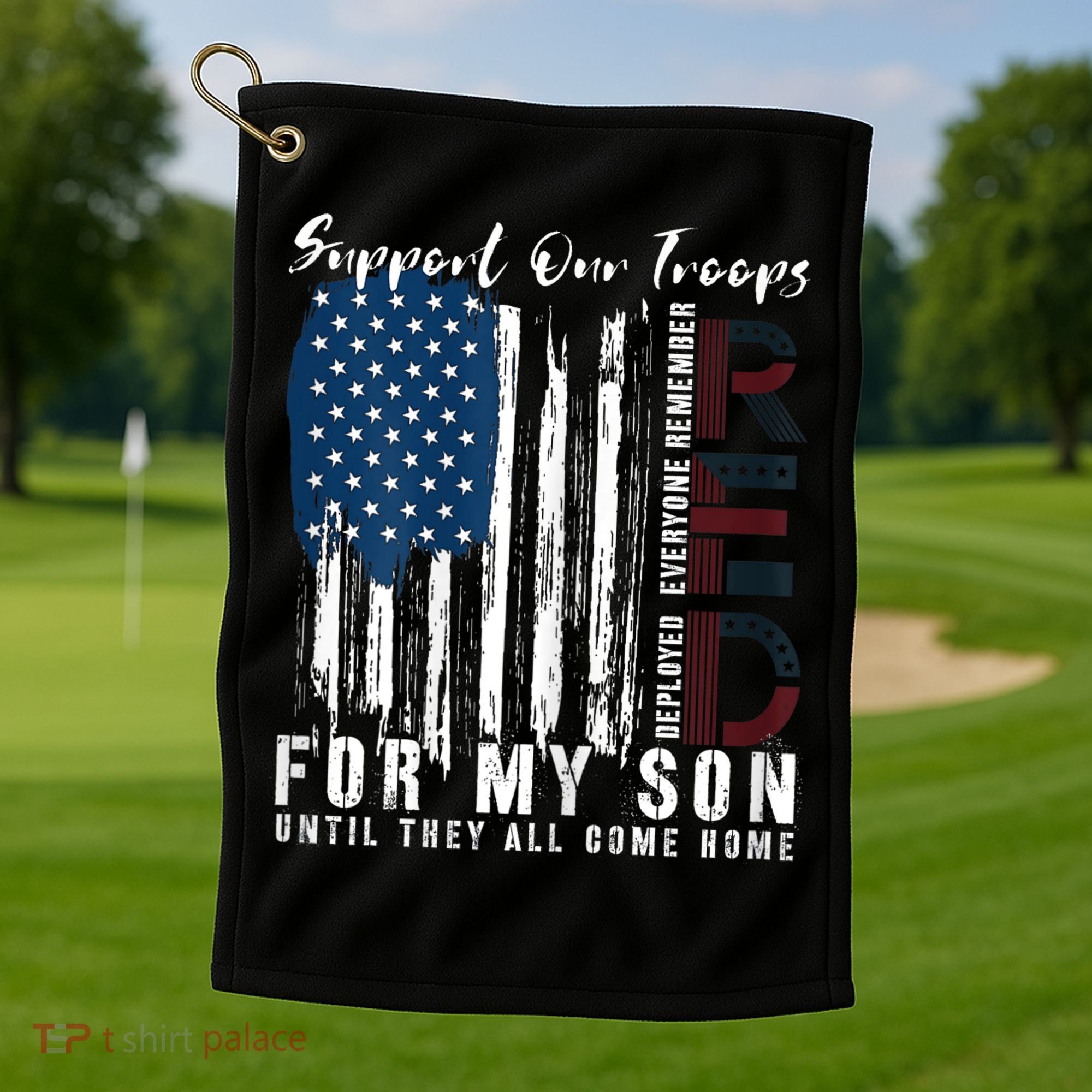 On Friday We Wear Red For My Son Military Support Us Flag Golf Towel