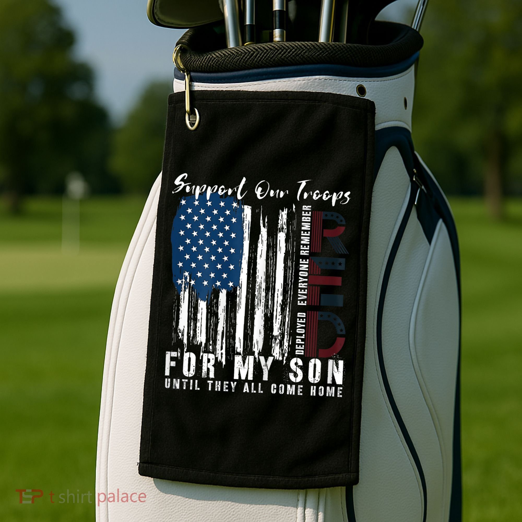 On Friday We Wear Red For My Son Military Support Us Flag Golf Towel