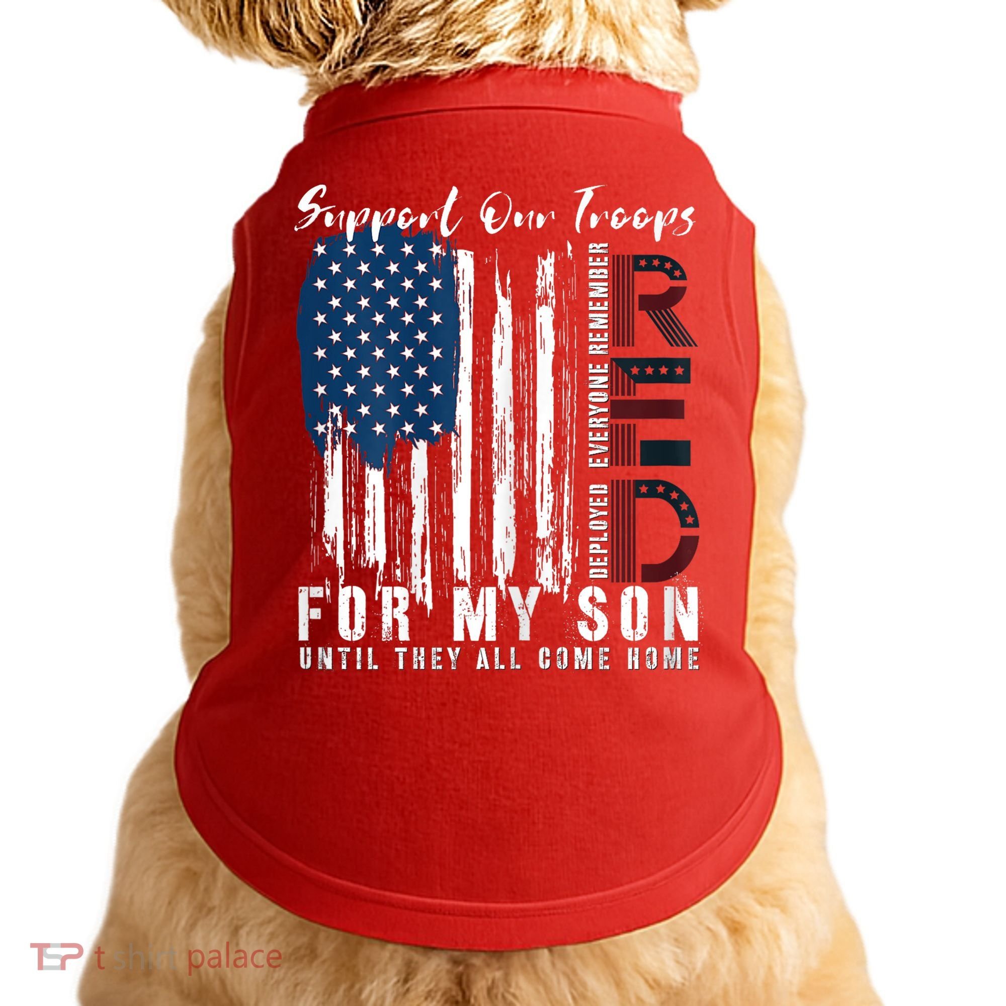 On Friday We Wear Red For My Son Military Support Us Flag Doggie Tank