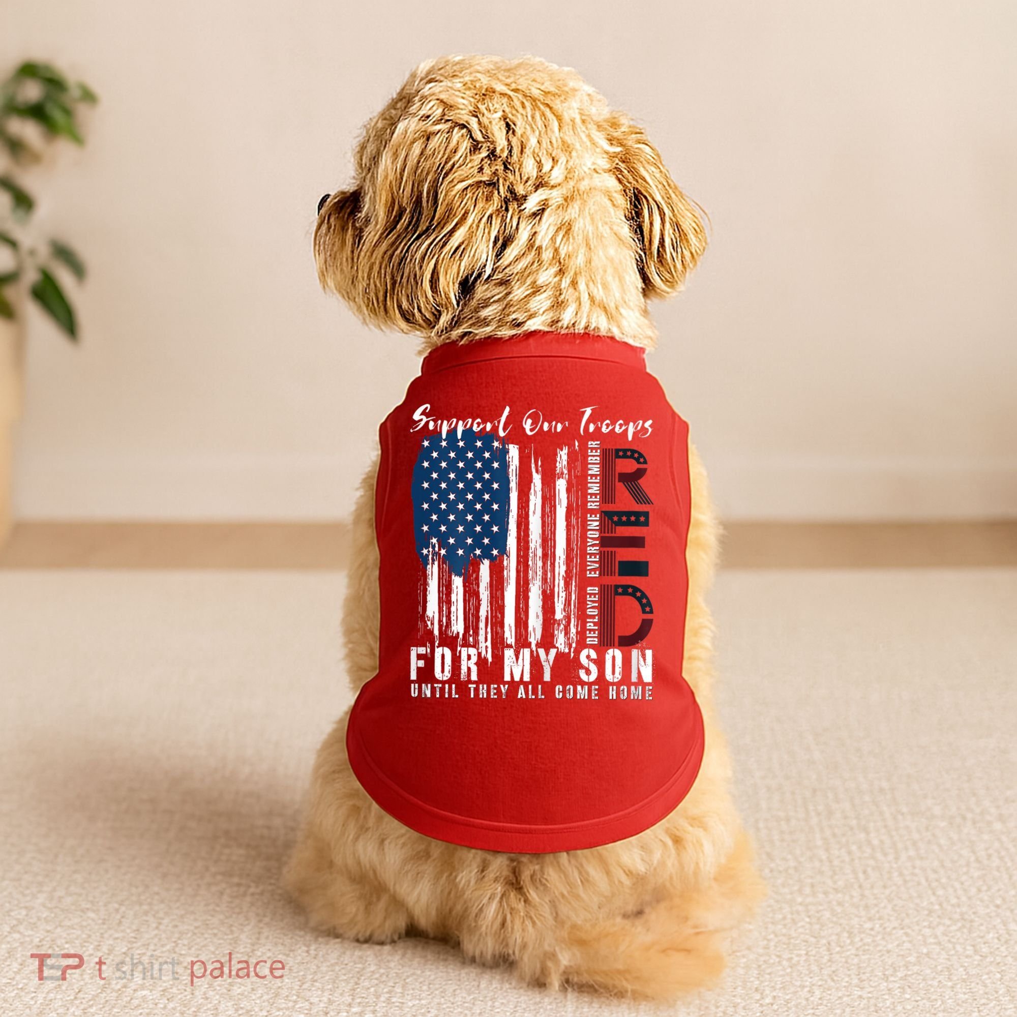 On Friday We Wear Red For My Son Military Support Us Flag Doggie Tank