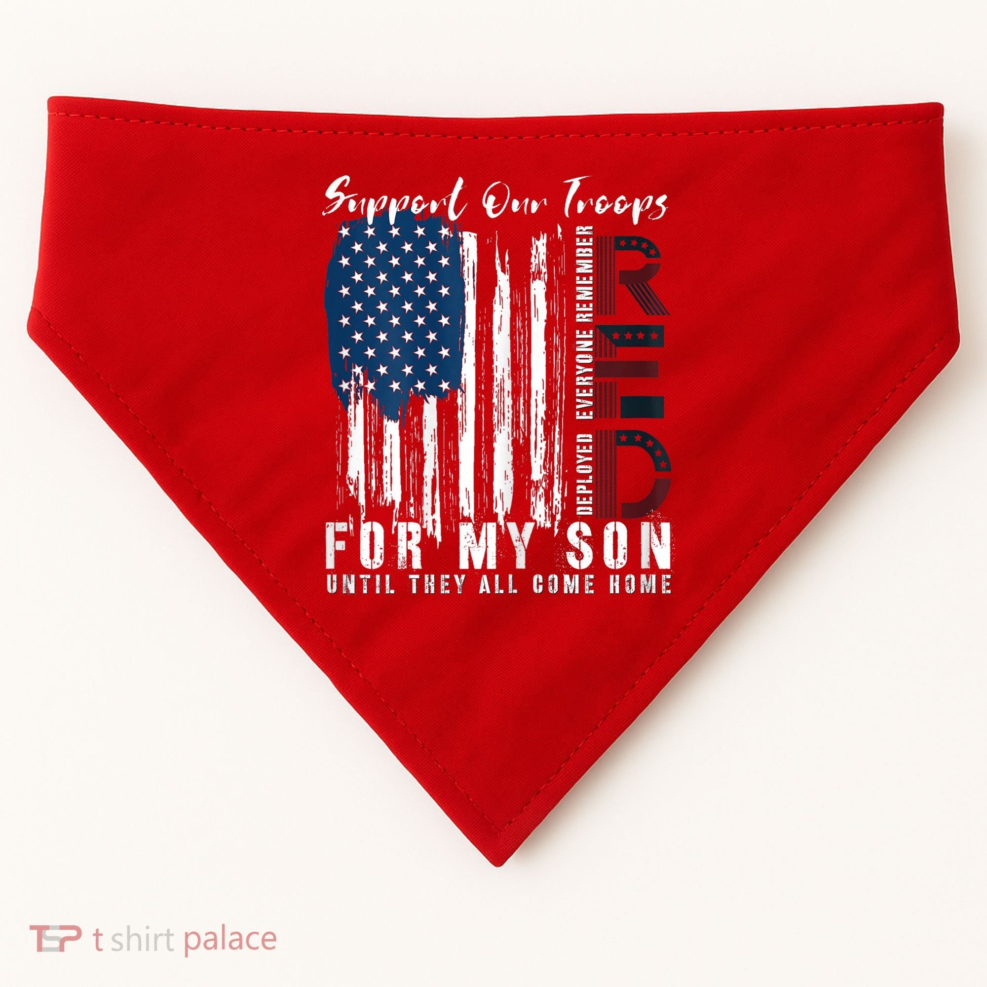 On Friday We Wear Red For My Son Military Support Us Flag USA-Made Doggie Bandana