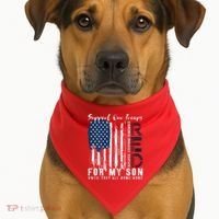 On Friday We Wear Red For My Son Military Support Us Flag USA-Made Doggie Bandana thumb 1