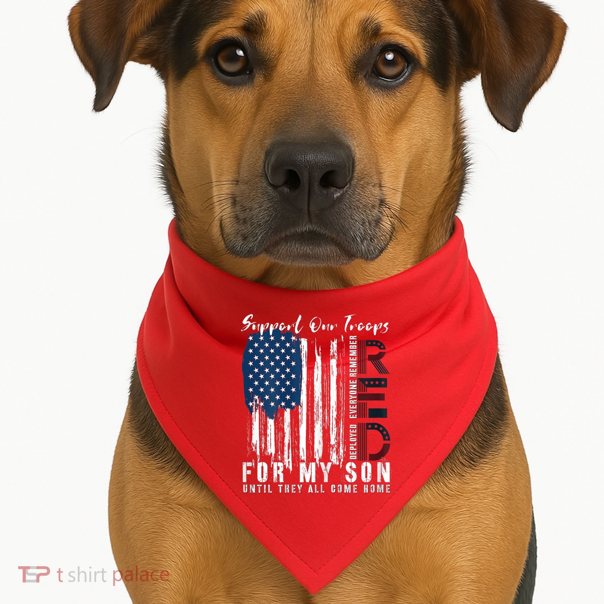 On Friday We Wear Red For My Son Military Support Us Flag USA-Made Doggie Bandana