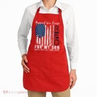On Friday We Wear Red For My Son Military Support Us Flag Apron thumb 2