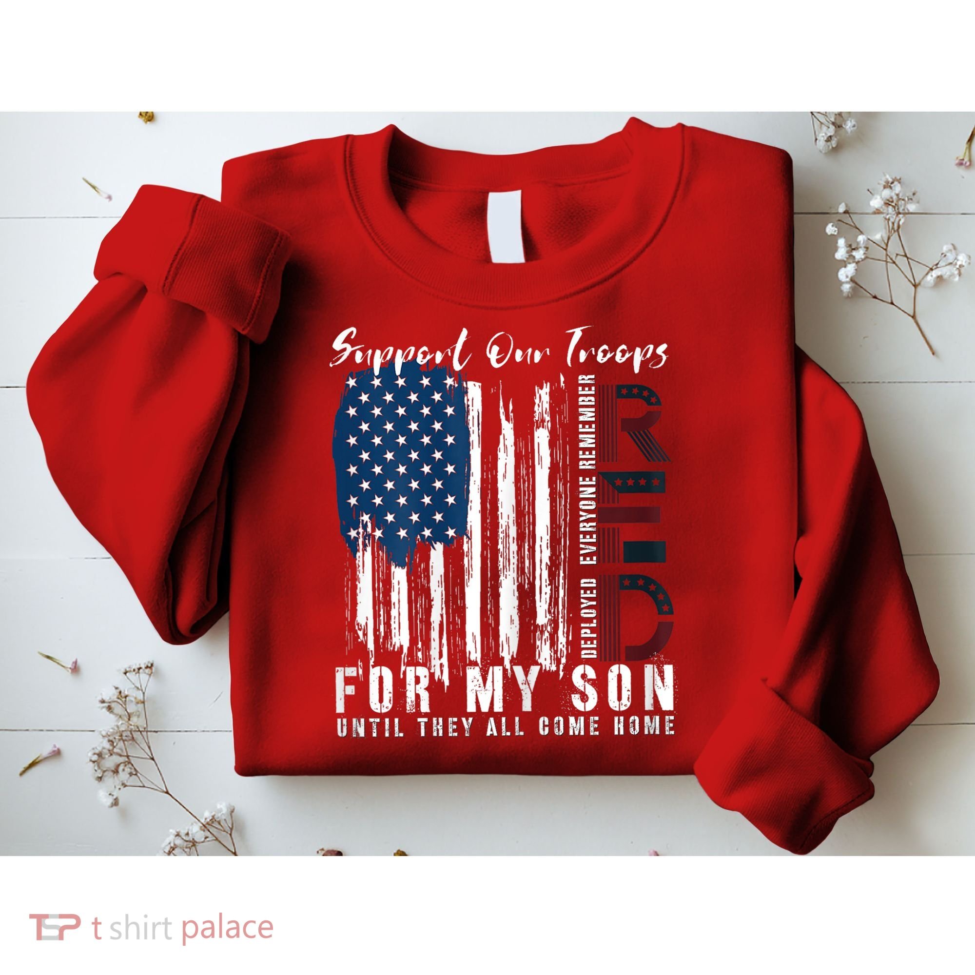 On Friday We Wear Red For My Son Military Support Us Flag Sweatshirt